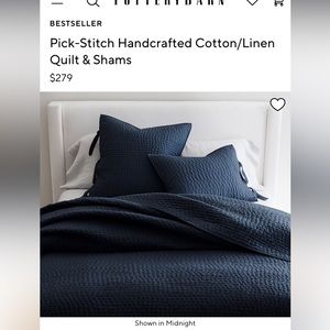 Pottery Barn King Quilt and King (2) shams